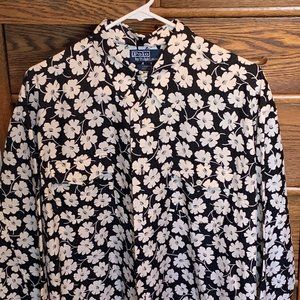 NEW Polo large silk shirt; floral print.